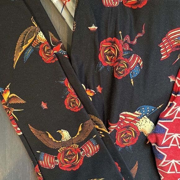 LULAROE One Size Americana Patriotic USA Legging Lot of 5 - Picture 4 of 6